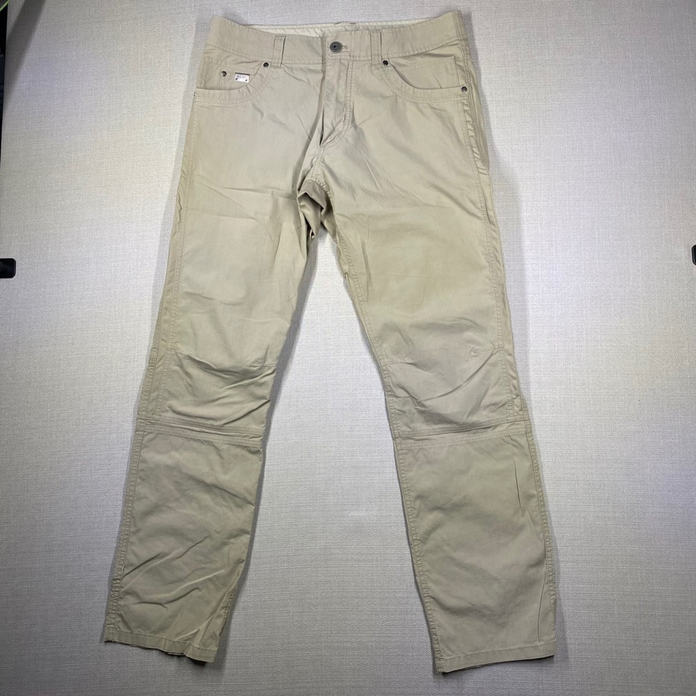 Kuhl Radikl Mens 34x34 Tan Khaki Hiking Work Pants Enduro Fabric Stretch Hybrid